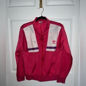 Adidas Pink and White Track Jacket